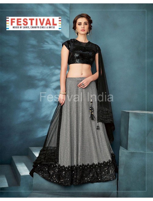 Magical Black Color  with Fancy Value Addition Fabric  Designer Lehenga Choli